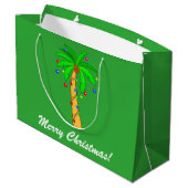 装飾のメリークリスマスのヤシの木 ラージペーパーバッグ (裏面アングル)