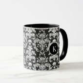 装飾の白黒ダマスク模様 マグカップ (正面右)