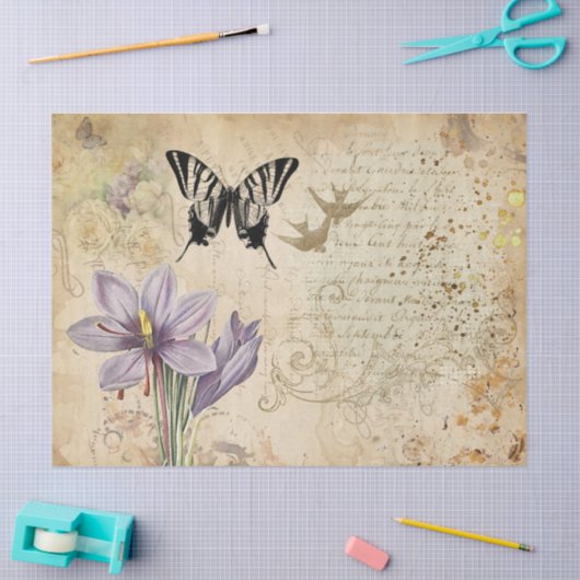 装飾の花蝶エフエマデクページ 薄葉紙 (クラフト)