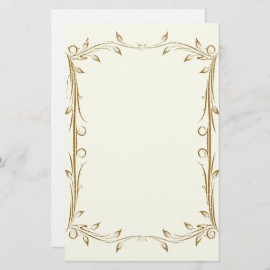 装飾アンティーク縁ど結婚金ゴールド 便箋 (正面/裏面)