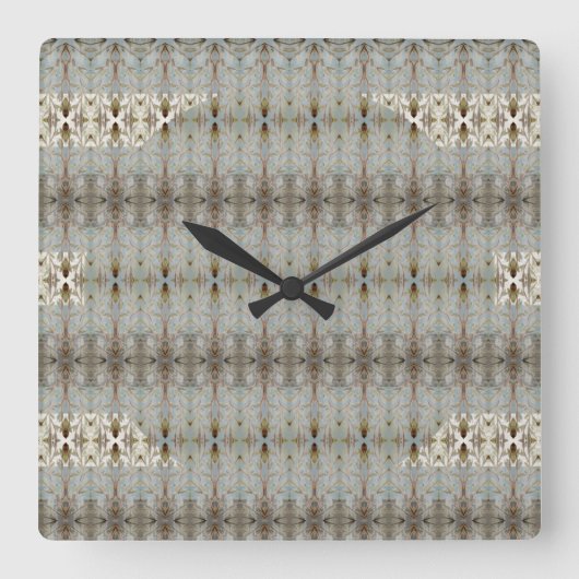 装飾アートパターン（の模様が）ある スクエア壁時計 (正面)