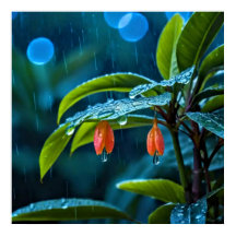 装飾アート – 雨が降る離れの#2