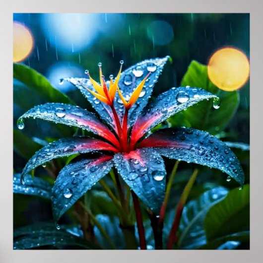 装飾アート – 雨が降る離れの#3 ポスター (正面)