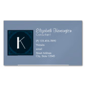 装飾アールデコブルースクエアモノグラム マグネット名刺 (正面)