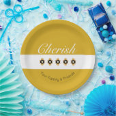 装飾イエローとグレー ペーパープレート (パーティー)