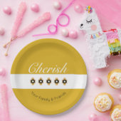 装飾イエローとグレー ペーパープレート (パーティー)