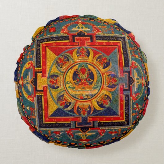 装飾インディアートマンダラ ラウンドクッション (正面)