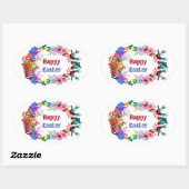 装飾イースターエッグフローラモチーフ鳥フローラ 楕円形シール (シート)