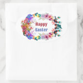 装飾イースターエッグフローラモチーフ鳥フローラ 楕円形シール (バッグ)