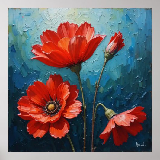 装飾ウォールアート – フローラ油彩画#3 ポスター (正面)