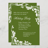 装飾エメラルド企業のホリデーパーティー 招待状 (正面/裏面)