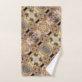 装飾エレガントアールヌーボー金ゴールド茶色パターン バスタオルセット (ハンドタオル)