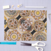 装飾エレガントアールヌーボー金ゴールド茶色パターン 薄葉紙 (クラフト)