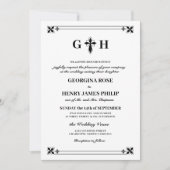 装飾エレガントクロスモノグラム伝統的 招待状 (正面)