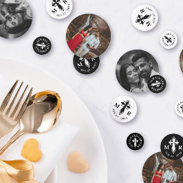 装飾エレガントクロスモノグラム&写真結婚ズ コンフェッティ