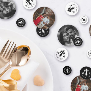 装飾エレガントクロスモノグラム&写真結婚ズ コンフェッティ