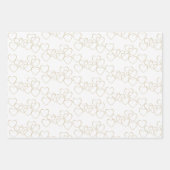 装飾エレガントハートチャーム金ゴールドと白 ラッピングペーパーシート (正面3)