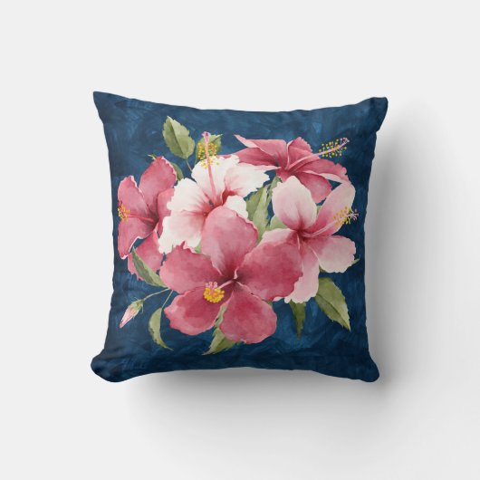 装飾エレガントフローラネイビーフェミニンキュート クッション (正面)