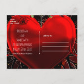 装飾エレガントフローラハートブラック&レッドパーティー 案内ポストカード (裏面)