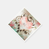 装飾エレガントフローラヴィンテージハートパーティー スタンダードカクテルナプキン (角)