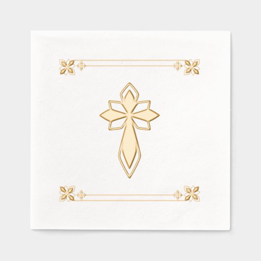 装飾エレガント十字架なし文字宗教イベント 箔ナプキン (正面)