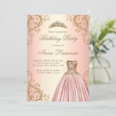 装飾エレガント王室のバラ金ゴールド誕生会 招待状 (スタンド正面)