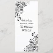 装飾エレガント白黒結婚のメニューカード メニュー (裏面)