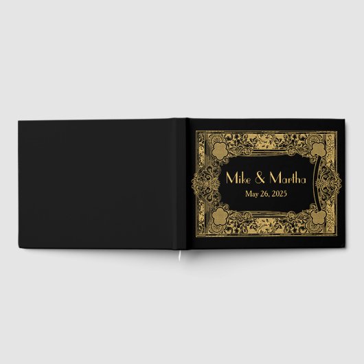 装飾エレガント金ゴールドフレームゲストブック ゲストブック (全面)