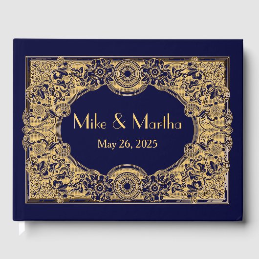 装飾エレガント金ゴールドフレームゲストブック ゲストブック (正面)