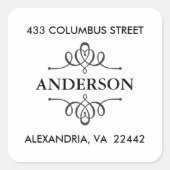 装飾エンブレム付き差出人住所クラシック スクエアシール (正面)