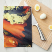 装飾カラフルグルズクローズアップ秋 キッチンタオル (四つ折り)