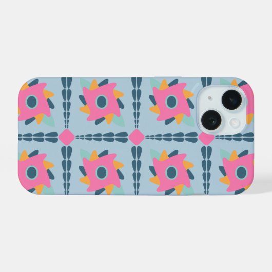 装飾カラフルタイル iPhone 15ケース (裏面横)