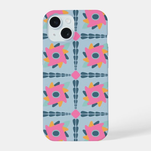 装飾カラフルタイル iPhone 15ケース (裏面)