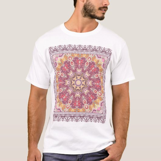 装飾カラフルドードル:対称レースパターン Tシャツ (正面)