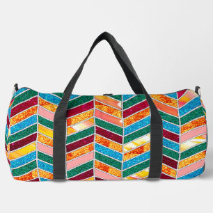 装飾カラフル市松模様に模様 ダッフルバッグ
