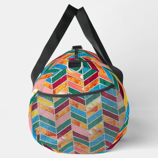 装飾カラフル市松模様に模様 ダッフルバッグ (右)