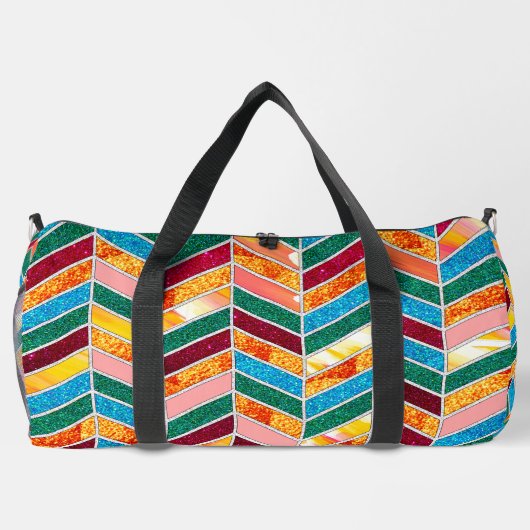 装飾カラフル市松模様に模様 ダッフルバッグ (裏面)