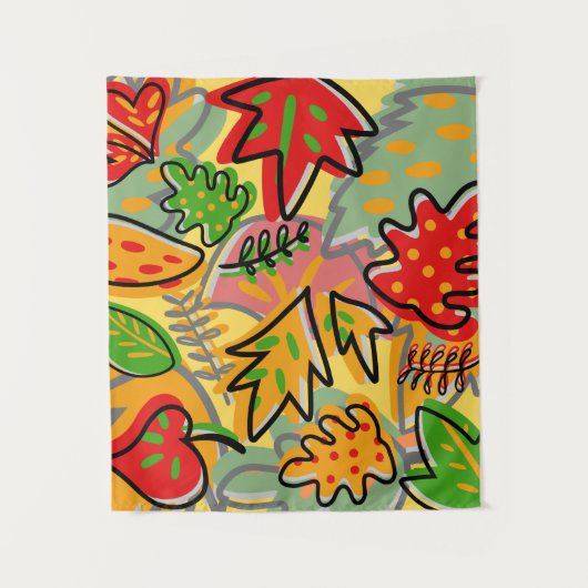 装飾カラフル水彩自然緑 タペストリー (正面)