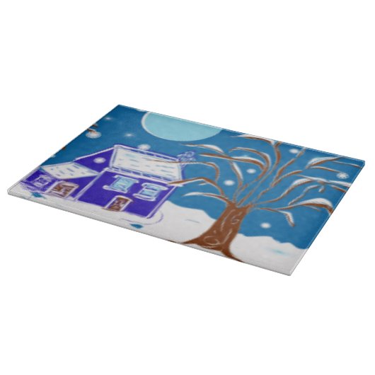 装飾ガラスのカッティングボード – クリスマスプレゼント カッティングボード (角)