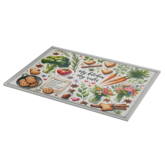 装飾ガラス製切削ボード15"x11" カッティングボード (角)