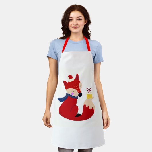 装飾キツネ エプロン (着用した状態)