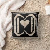 装飾キリム枕:白黒 クッション (ブランケット)