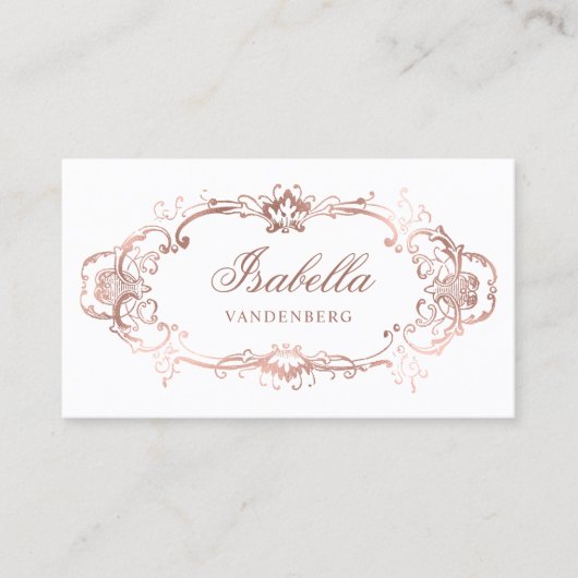 装飾クラシーヴィンテージシックバラ金ゴールド 名刺 (正面)