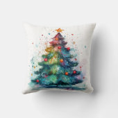 装飾クリスマスウォーターカラーツリーブラック クッション (裏面)