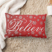 装飾クリスマススノーフレーク信じホリデイ ランバークッション (ブランケット)