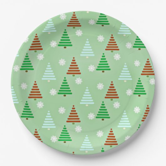 装飾クリスマスツリーパターン ペーパープレート (正面)