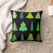 装飾クリスマスツリーブラック クッション (ブランケット)