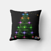 装飾クリスマスツリー黒い背景 クッション (裏面)
