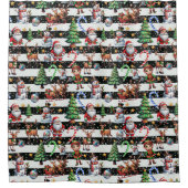 装飾クリスマスパタストライプーンデザイン シャワーカーテン (正面)