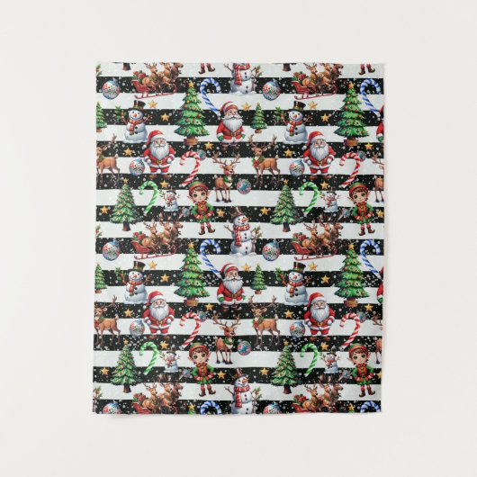 装飾クリスマスパタストライプーンデザイン タペストリー (正面)